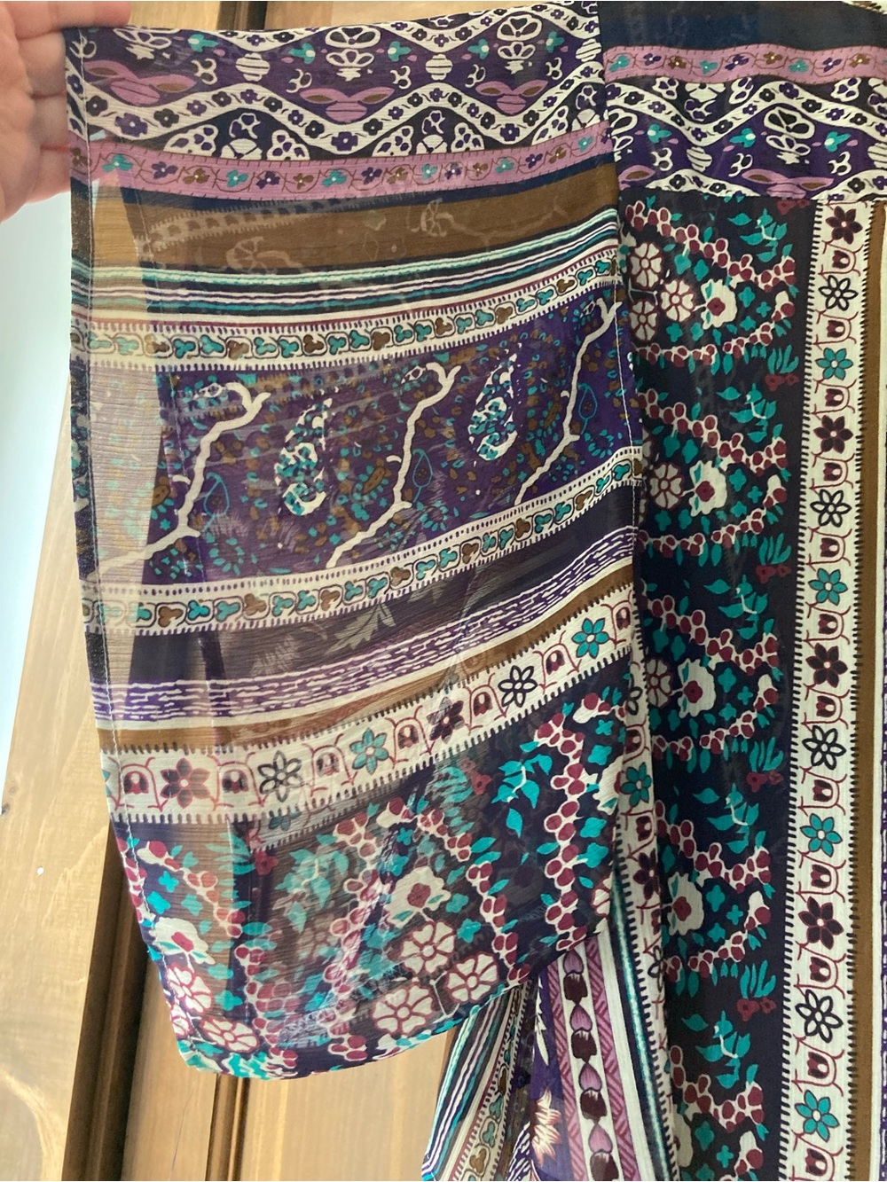Black Poppy Sheer Purple Prints Open Jacket/Wrap Small - Picture 3 of 9